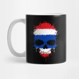 Chaotic Thai Flag Splatter Skull Mug